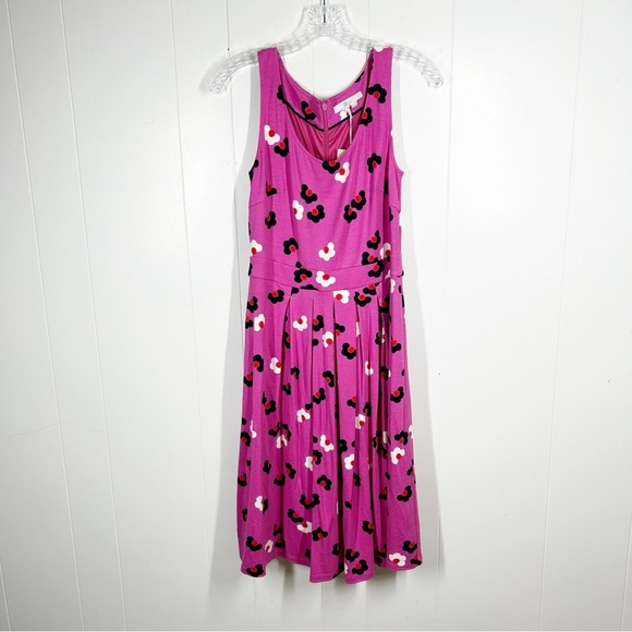 NWT Boden Pink and Black Floral Print Sleeveless Midi Dress 6L
